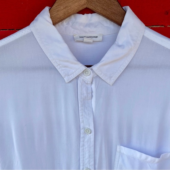 Beachlunchlounge viscose white long sleeve button down top - Picture 5 of 12